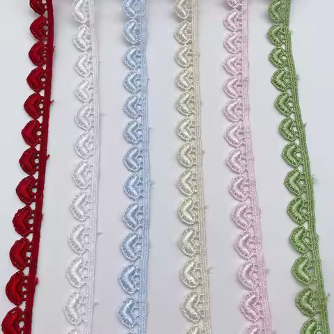 4Yards Embroidered Multicolor Unilateral Love Lace Fabric Trim Ribbons DIY Sewing Handmade Garment C