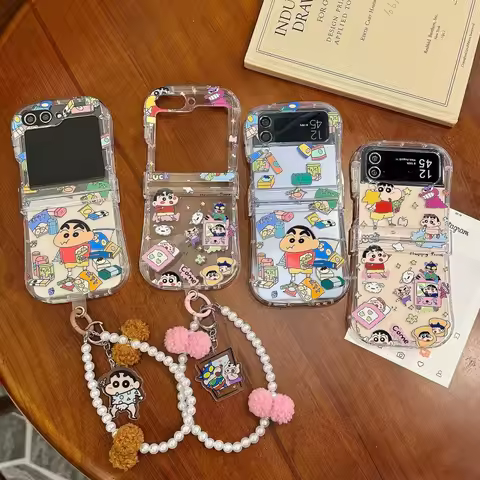 Cute Cartoon Snack Crayon Shin-chan&Crayon Shin-chan And His Friends Folding Phone Case For Samsung 