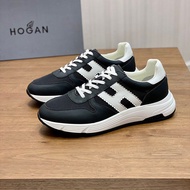 H HOGA * Men's Shoes New Casual Sports Shoes Cowhide Stitching Fabric Breathable Contrast Color Runn