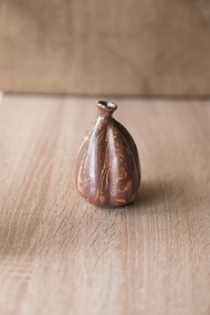 柴燒攪胎蒜頭造型小陶瓶