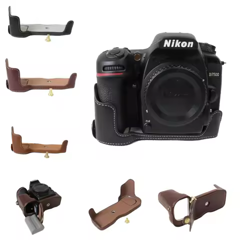 New Genuine Leather Camera Case Bag For Nikon D7500 Half Body Camera Bag Bottom Cover Open Battery D
