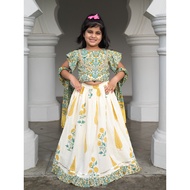 Nimbu Girls Mira Green Cotton Lehenga Choli Set | Festive Kidswear for Deepavali 2025