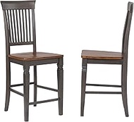 Sunset Trading Dakota Slat Back Bartools | Set of 2 | 24" Counter Height Dining Chairs | Ideal Home 