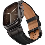 Leather Bands Compatible with Apple Watch Ultra 3/2/1 Band 49mm 46mm 45mm 44mm 42mm Men, Genuine Lea