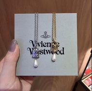 (有現貨！不用提問🙏🏻) 2026春夏 Vivienne Westwood CELESTIA Pendant 合金 水鑽鎖頭土星 人造珍珠 頸鏈 頸鍊 項鏈 項鍊 (保証正貨及全新) 銀色