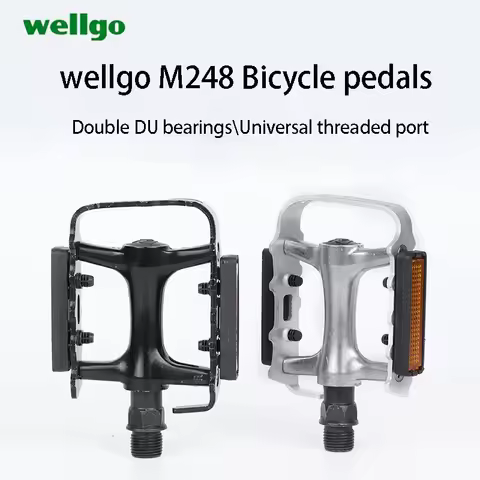 WELLGO M248 Bicycle Pedals Double DU Bearings Anti-slip Serrated Design High-strength Boron Steel Sh