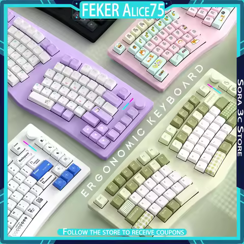 FEKER Alice75 Wireless Mechanical Keyboard Aluminum Alloy Bluetooth Tri Mode Ergonomic 3 ° Slope Cus