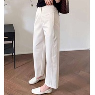 Huilishi Women's 9-point wide-leg pants casual workwear suit pants high waist straight pants