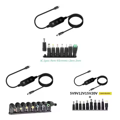 SZ Type C to DC5521 Adapter Cable with Multiple Connectors Option Adjustable Voltag
