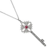 Pre-owned Tiffany & Co. Victoria Key Medium Necklace in Pt950 Platinum with Diamonds and Rubies, App