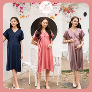Váy Bầu Đẹp Lụa Trơn Sang Trọng Mềm Mát Đủ Size Cho Mẹ Bầu Và Sau SinhTừ 47-85kg BELLA MAMA