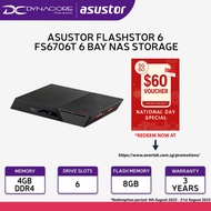 Asustor Flashstor 6 FS6706T 6 Bay All-SSD NAS Storage, 6 x M.2 SSD Slots, 4GB RAM DDR4 (Expandable U