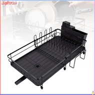 1qiwan-my Large Dish Drying Rack Carbon Steel Drainer for Kitchen Counter Extendable Length in 30cm 