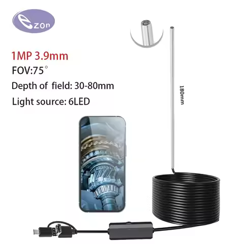 720p 3.9mm Caméra endoscopique avec lumière HD, Endoscope, cordon Semi-rigide étanche pour l'inspect