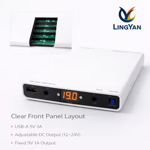 12×18650 Adjustable Voltage UPS Battery Case, 5V / 9V / 12–24V Output, 3S4P Solder-Free DIY Power Ba