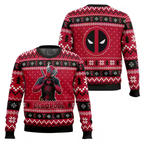 Marvel's Deadpool Christmas Hoodie Ugly Sweater Red Black Christmas Party Christmas Gift Employee Gi