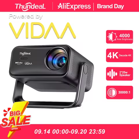 ThundeaL TD99W VIDAA Live TV Smart Projector 4000Ansi 4K 50W Dolby WiFi Full HD 1080P Home Theater O