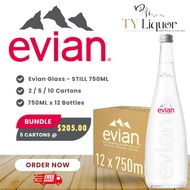 Evian Natural Mineral Water (Glass), 12 Bottles x 750ml (BBD: Nov 2027)
