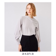 [asava aw22] Charlotte shawl draped blouse เสื้อผู้หญิง แขนยาว ซิปหลัง