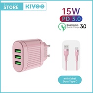 Kivee Kepala Charger Usb*3 Macaron Charger Fast Charging For Iphone