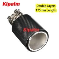 Straight Carbon Fiber Exhaust Tip Curly End Inner Silver Muffler Pipe Akrapovic Car Universal TailPipe