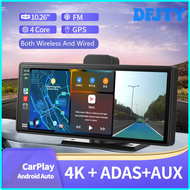 กล้องติดรถยนต์ DFJTY 4K 10.26 "ระบบแอนดรอยด์ไร้สายเชื่อมต่อผ่าน Wi-Fi รถยนต์ระบบ DVR กล้องถอยหลังนำทาง GPS เครื่องบันทึกวีดีโอ DHREW