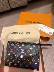 LV村上隆 黑三彩 銀包