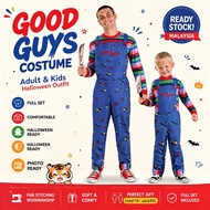 Ready Stock Malaysia Kids Adult Chucky Family Cosplay Outfit Boy Jumpsuit Girl Dress Parent-child Ma