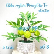 Fake flowers - Artificial custard apple fruit pots for home decoration, 5 fruits (no. 8)