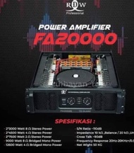 Stok Terbaru Power amplifier RDW profesional FA20000 FA 20000 original