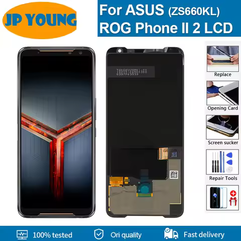 Original amoled Quality LCD for Asus ROG Phone II Phone 2 ZS660KL LCD Display Touch Screen Glass Sen