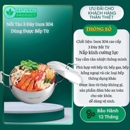 TICOOK 3-Bottom 304 Stainless Steel Pot - Apple-shaped Stainless Steel Pot