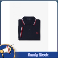 Ru_Dinesh(HOT ITEM) (HOT ITEM) ORIGINAL Fred Perry Twin Tipped Logo Polo Shirt Men M3600 Navy White Red Baju FP Lelaki