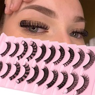 Super Fluffy D-Roll Storm | 10 pairs of reusable Russian 3D eyelashes, cartoon-like striped electric