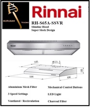Rinnai-RH-S65A-SSVR-Slim-Cooker-Hood| Local Singapore Warranty | Express Free Home Delivery