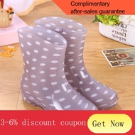 YQ61 Short Tube Waterproof Shoes Jelly Rain Boots Internet Celebrity Rain Rubber Boots Shoe Cover Rubber Boots Female Ad