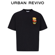 URBAN REVIVO Mens T-Shirts Short Sleeve hamburger Printed Crewneck T-Shirts Mens Tops Crewneck Tee