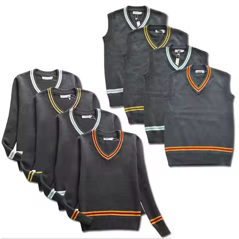 Cosplay Costume Magic School Hufflepuff Ravenclaw Slytherin Wizard V Neck Sweater Uniform Stripe Cot
