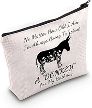 G2TUP Donkey Lover Gift No Matter How Old I Am Always Want A Donkey Makeup Bag Crazy Donkey Lady Cos