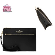 (STOCK CHECK REQUIRED)KATE SPADE MEDIUM WRISTLET SAFFIANO LEATHER WRISTLET ZIP WALLET K6138 BLACK