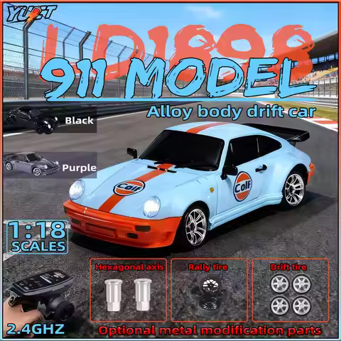 LDRC 1/18 RC Drift Car LD1898 911 Racing Model 2.4GHz with Gyroscope on-Road Alloy Body Shell Racing