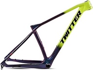 Carbon MTB Frame 27.5er 29er Hardtail Mountain Bike Frame 15'' 17'' 19'' XC Disc Brake Frame Thru Axle 12 * 142mm Internal Routing (Color : Yellow, Size : 15'')