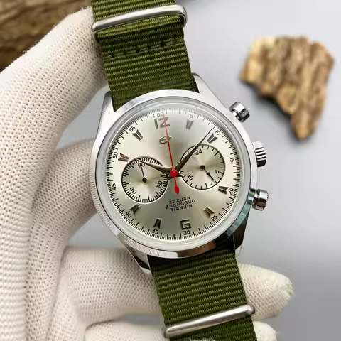 Men's Watches Tianjin 1963 Pilot Watch 42mm Waterproof Retro Quartz Chronograph Tribute Watch