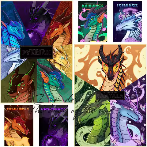 Wings of Fire Dragons Cartoon Poster Ice Fire Wind Dragon Poster Canvas Prints Wall Decor Dragon Pri