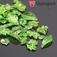 BLAZESPARK 30pcs Green Transparent Leaf Shape Beads, Green Leaf Shape Green Acrylic Leaf Beads, Acry