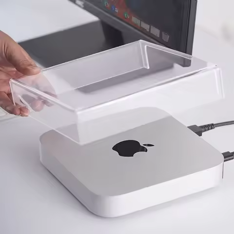 High Clarity Protective Case with Cable Ports Organize Transparent Acrylic Dustproof Cover for Apple