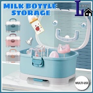 Portable Baby Milk Bottle Storage Box With Lid Multifunctional Milk Powder Carry Handle Dust-proof D