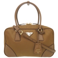 Prada 1978 複刻版中三角形 Logo 尼龍皮革ブラウン兩用手提包/單肩包 棕色 1377 [二手] PRADA