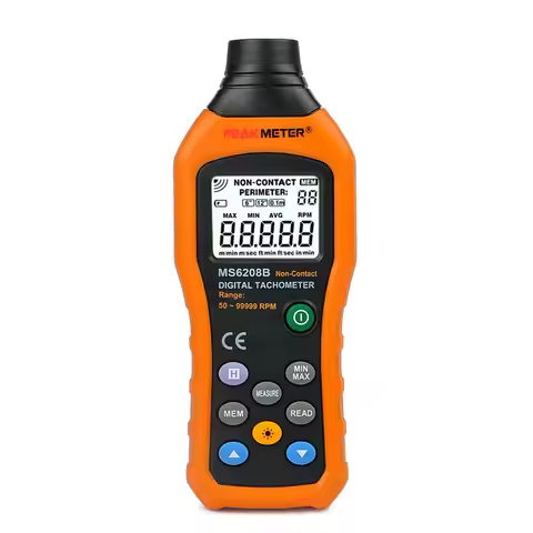 PEAKMETER PM6208B High Pressional Non-Contact Digital Tachometer Rpm Speed Meter 50~19999RPM Gauge M