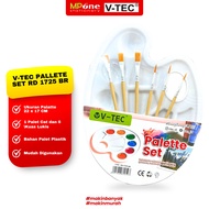 V-Tec Palette Set @6 Brush RD-1725 BR White Oval Painting Palette Set + 6 Brush/ Painting Palette Br